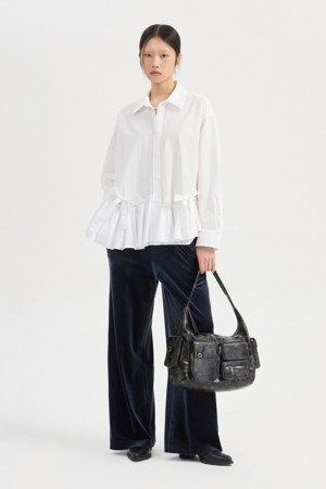 Frill Hem Shirts Type Blouse (ivory)