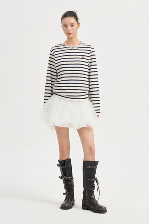 Stripe Basic Fit Long Sleeve T-shirt (ivory)