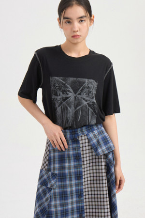 Print Point Half Sleeve T-shirt (black)