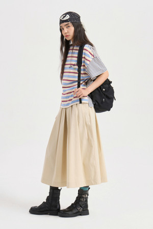 Stripe Mix Half Sleeve T-shirt (light blue)