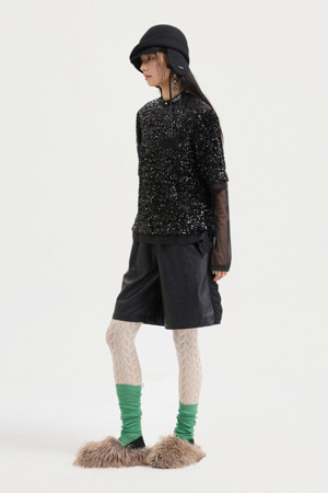 [Atelier] Neck Point Mesh Long Sleeve T-shirt (black)