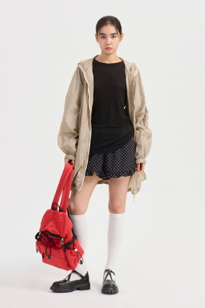 Ruffle Ornament Hood Jumper (beige)