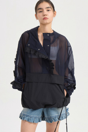 Ruffle Hood Anorak Jumper (navy)