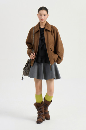 Fake Suede Collar Jumper (camel)