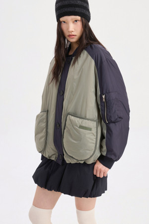 Colored Volume Padding Jumper (khaki)