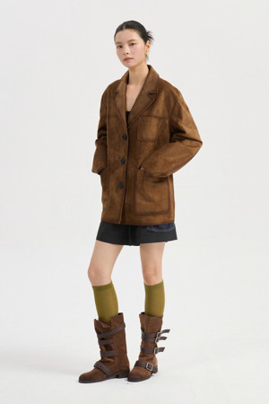 [Atelier] Real Suede Leather Jumper (brown)