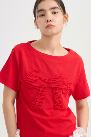 Ribbon Point Knit Pullover (red)