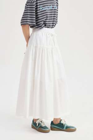 Chouetties by LUCKY CHOUETTE_Waist String Long Skirt (white)