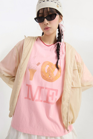 Chouetties by LUCKY CHOUETTE_Graphic Half Sleeve T-shirt (pink)