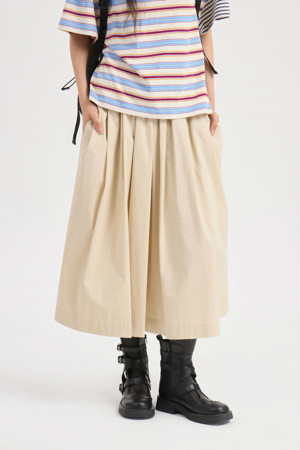 Pleats Banding Long Skirt (light beige)