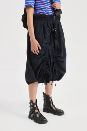 Shirring Point Banding Skirt (dark navy)