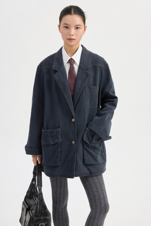 Pocket Point Washing Denim Jacket (dark grey)