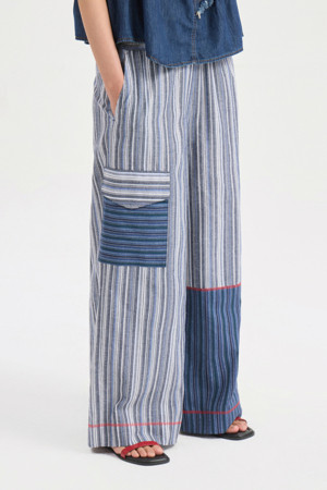 Stripe Mix Banding Pants (blue)
