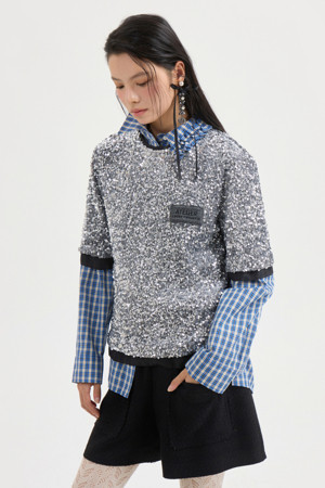 [Atelier] Spangle Half Sleeve Blouse (silver)