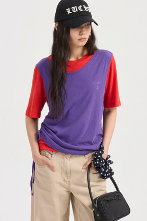 Color Mix Layered Half Sleeve T-shirt (purple)