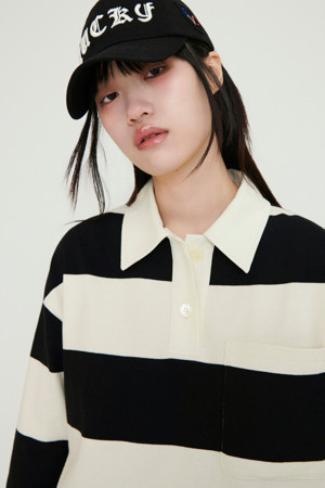 [Re-Order] Stripe Collar Long Sleeve T-shirt (black)