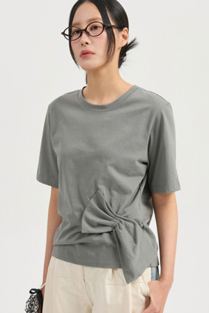 Ribbon Point Half Sleeve T-shirt (grey)