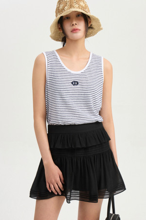 [Re-Order] Stripe Mix Sleeveless T-shirt (dark navy)