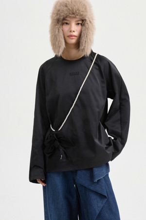 [Atelier] Woven Mix Long Sleeve T-shirt (black)
