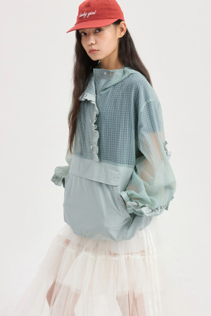 Ruffle Hood Anorak Jumper (mint)