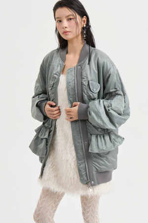 [Re-Order] [Atelier] Ruffle Detail Half Jumper (khaki)