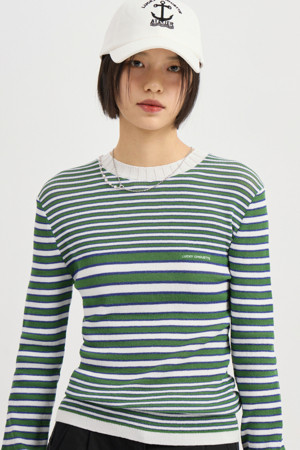 Stripe Slim Fit Pullover (green)