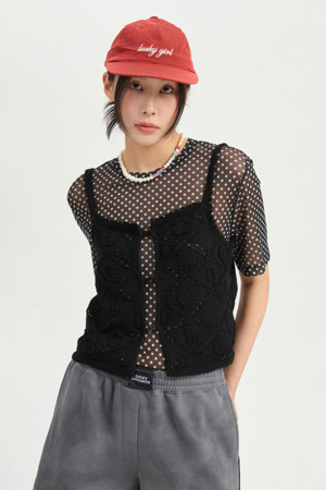 Crochet Layering Knit Vest (black)