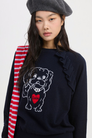 Lulu Point Frill Knit Pullover (dark navy)