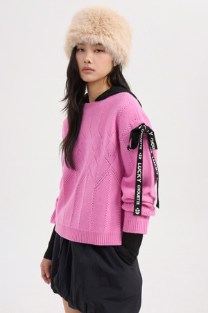 Lucky Tape Knit Pullover (pink)