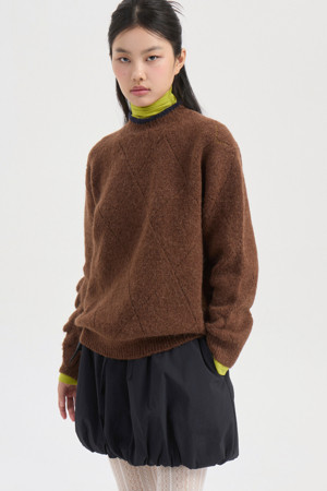 Argyle Knit Pullover (Brown)