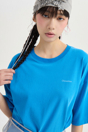 Chouetties by LUCKY CHOUETTE_Back Print Loose Fit Short T-shirt (blue)