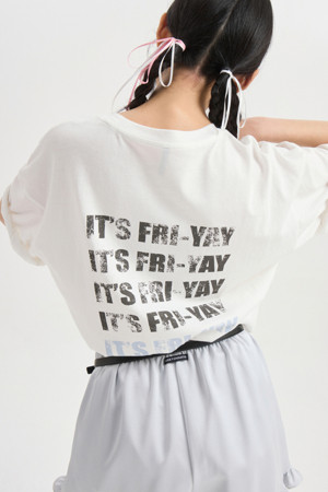 Chouetties by LUCKY CHOUETTE_Back Print Loose Fit Short T-shirt (white)
