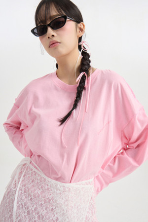Chouetties by LUCKY CHOUETTE_Loose Fit Long T-shirt (pink)