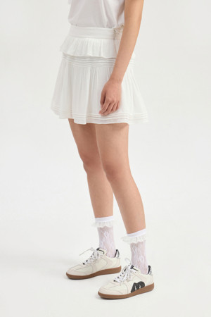 Pin Tuck Point Mini Skirt (white)