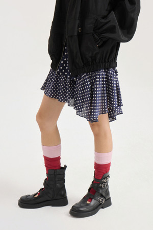 Dot Mix Banding Mini Skirt (navy)