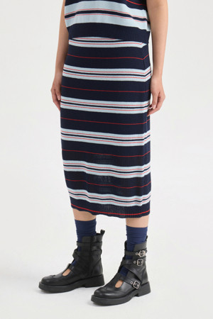Stripe Knit Skirt (navy)