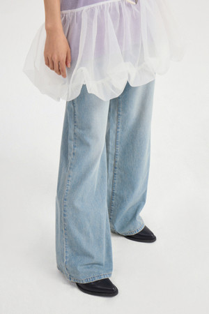 Semi Wide Denim Pants (blue)