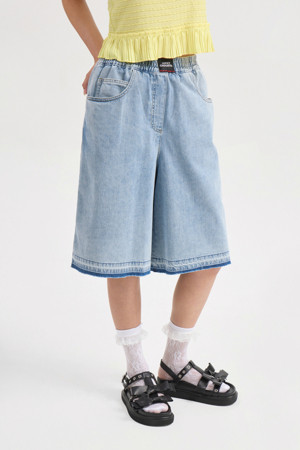 [Re-Order] Midi Banding Denim Pants (blue)