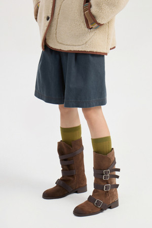 Washing Denim Back Banding Shorts (dark grey)