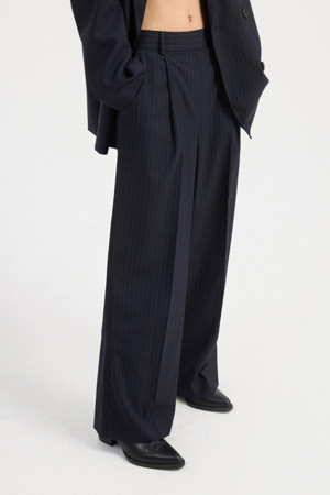 Stripe Wide Pants (dark navy)