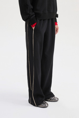 Waist Tape Jersey Banding Pants (black)