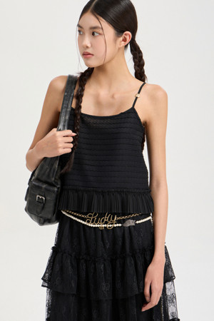 Pleats Jersey Top Blouse (black)