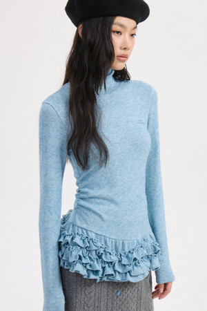 [Re-Order] Frill Point Metal Long Sleeve T-shirt (blue)