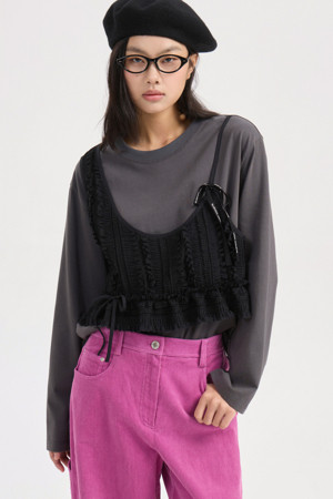 Bustier Long Sleeve T-shirt (dark grey)
