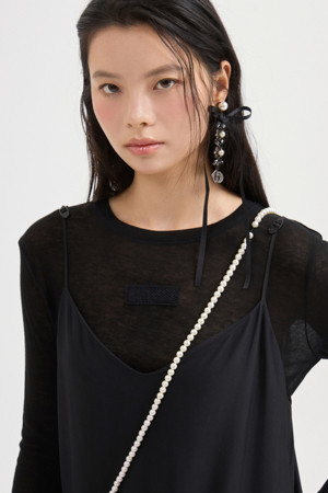 [Atelier] Embroidery Point Slim Fit Long Sleeve T-shirt (black)