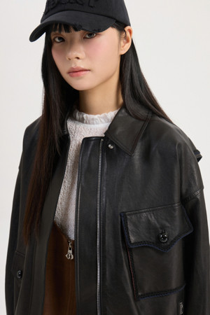 [Atelier] Sailor Real Leather Jumper (black)
