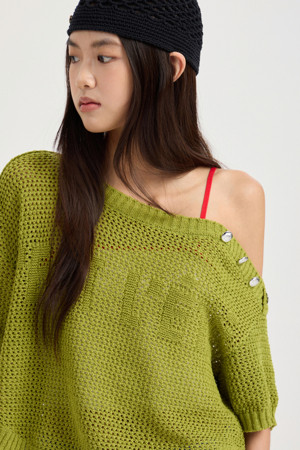 Crochet Top, Sleeveless Set Knit Pullover (olive)