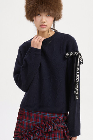 Lucky Tape Knit Pullover (dark navy)