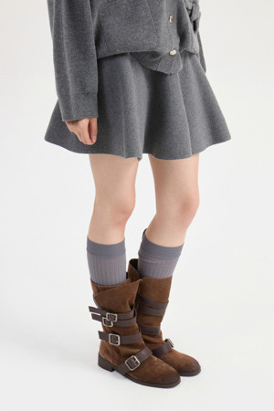 [Re-Order] Flare Knit Skirt (melange grey)