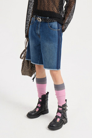 Back Banding Denim Shorts (blue)